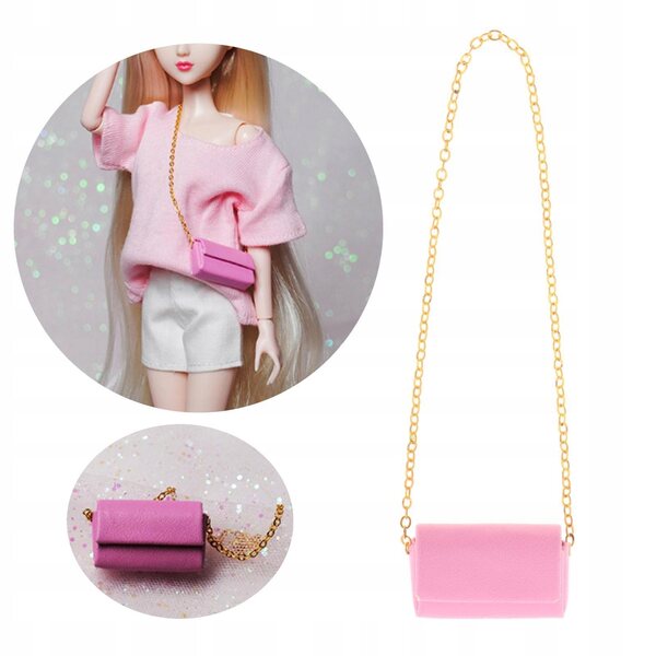 Plecak rosa per bambole 1:6 accessorio moda per bambole 2,5x1,5x9 cm