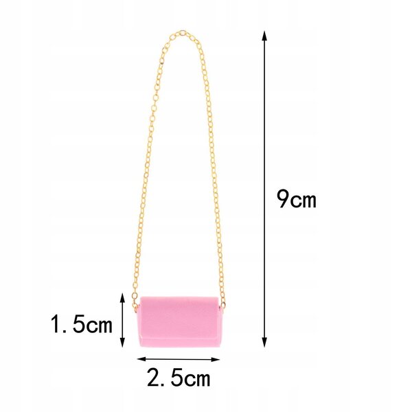 Plecak rosa per bambole 1:6 accessorio moda per bambole 2,5x1,5x9 cm