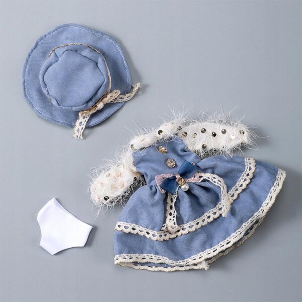 Bekleidungsset für 30 cm große 1/6-Puppen – Kleid, Hut und Unterwäsche