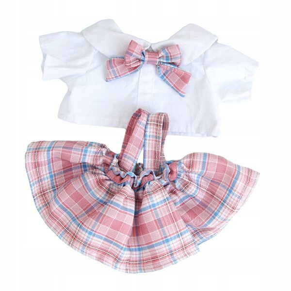 Kleidung für 38-cm-Puppen, Koordination und Kreativität, rosa kariert