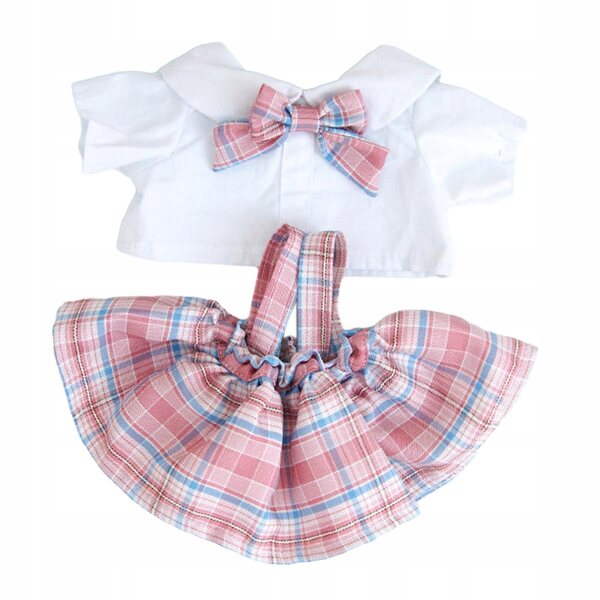 Kleidung für 38-cm-Puppen, Koordination und Kreativität, rosa kariert