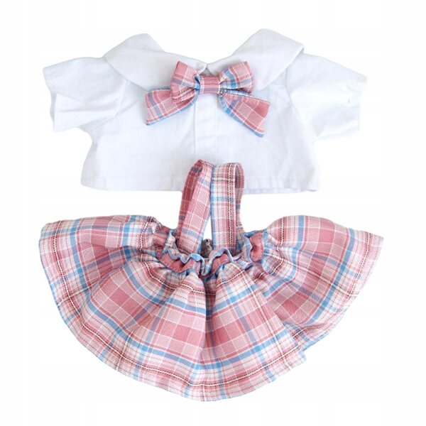 Kleidung für 38-cm-Puppen, Koordination und Kreativität, rosa kariert