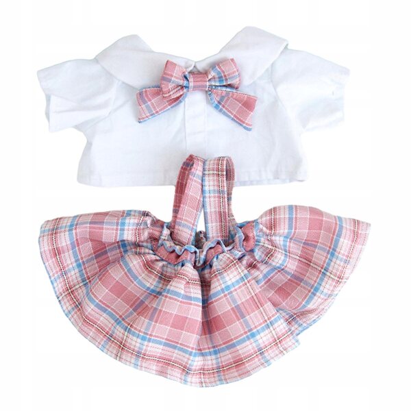 Kleidung für 38-cm-Puppen, Koordination und Kreativität, rosa kariert