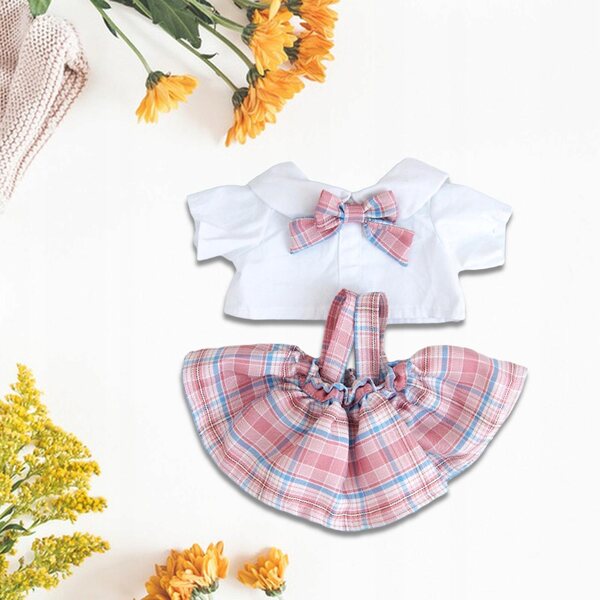 Kleidung für 38-cm-Puppen, Koordination und Kreativität, rosa kariert