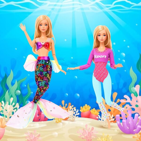 Miunana Set 21 Accessori Mare Bambola 30cm: 8 Costumi, Scarpe, Occhiali e Flamingo
