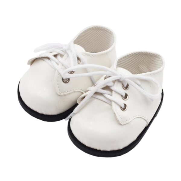 Scarpe in pelle PU per bambola 38 cm, bianche con lacci, gioco e moda