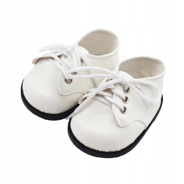 Scarpe in pelle PU per bambola 38 cm, bianche con lacci, gioco e moda