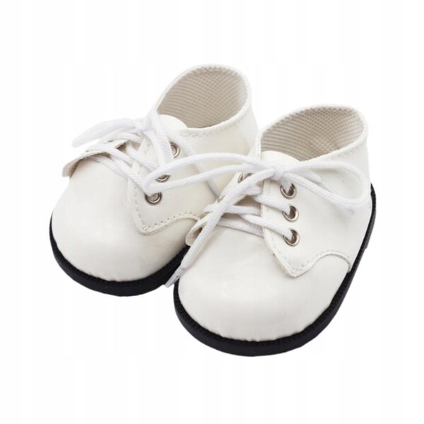 Scarpe in pelle PU per bambola 38 cm, bianche con lacci, gioco e moda