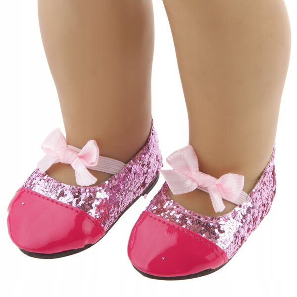 Scarpe rosa con fiocco per bambole da 18 pollici – accessori moda eleganti