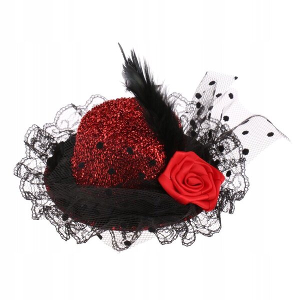 Cappello Filato Elegante Classico per Bambole 1/3 BJD SD YOSD MSD Rosso e Nero