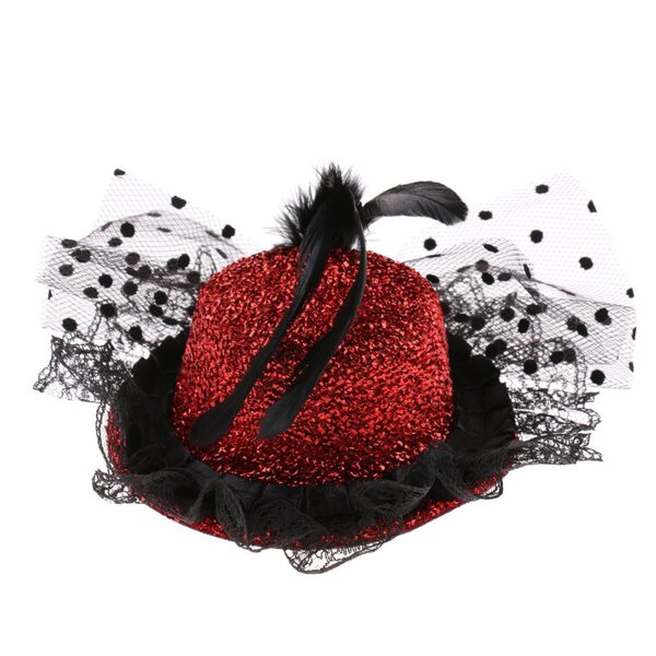 Cappello Filato Elegante Classico per Bambole 1/3 BJD SD YOSD MSD Rosso e Nero