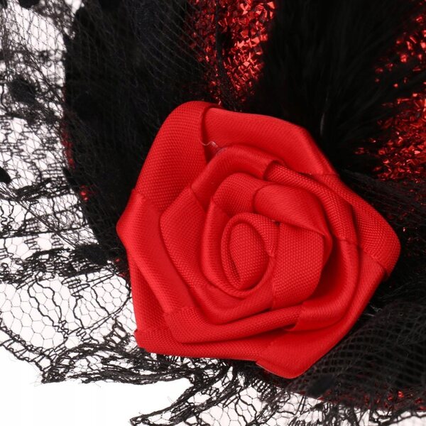Cappello Filato Elegante Classico per Bambole 1/3 BJD SD YOSD MSD Rosso e Nero