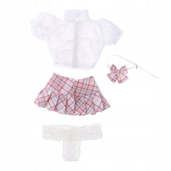 1/6 weibliches Militärkleid für 12-Zoll-Puppen mit Faltenrock und rosa Schleife