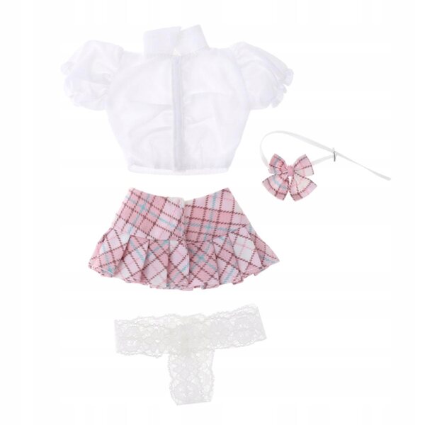 1/6 weibliches Militärkleid für 12-Zoll-Puppen mit Faltenrock und rosa Schleife