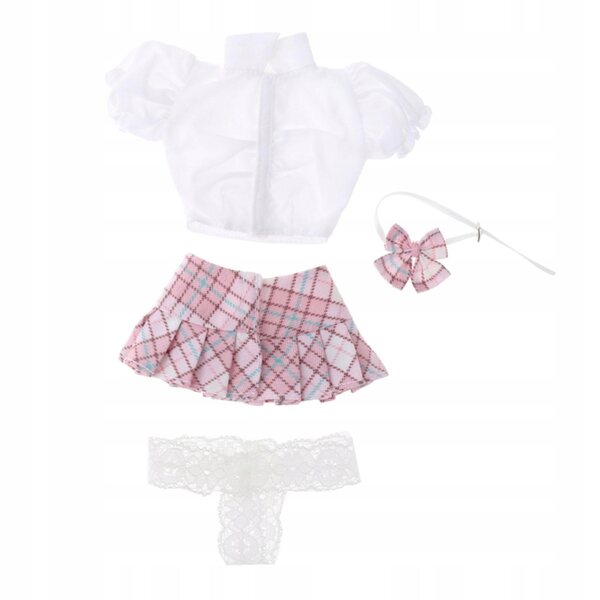 1/6 weibliches Militärkleid für 12-Zoll-Puppen mit Faltenrock und rosa Schleife
