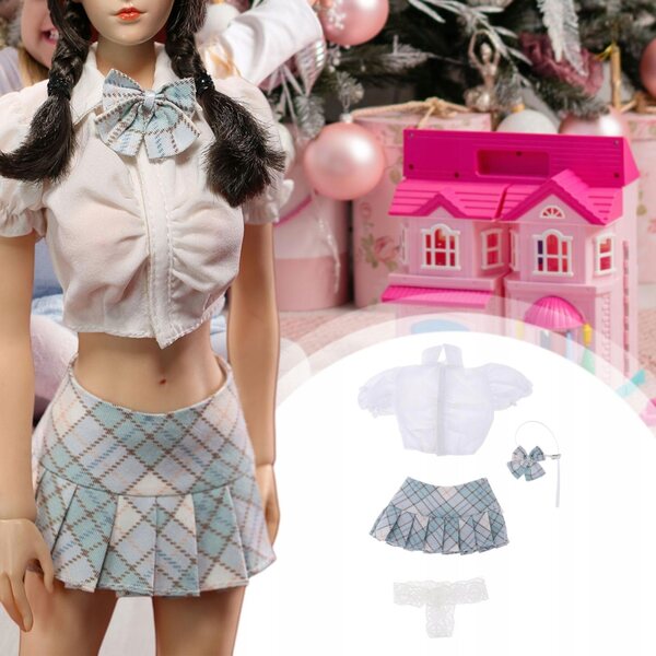 Costume 1/6 femminile da soldato per bambola 12 pollici con gonna plissettata blu
