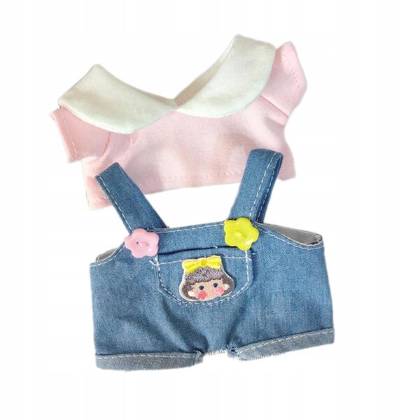 Komplettes rosa Mini-15-cm-Puppen-Outfit aus weichem und leicht zu reinigendem Stoff