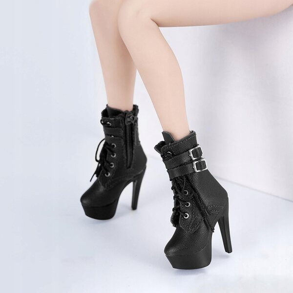 High Heel-Schuhe im Maßstab 1:6 für 12-Zoll-Puppen, schwarzes ABS