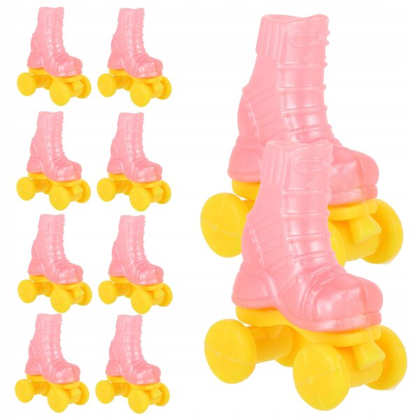 10 Paar rosa Mini-Rollschuhe für Puppen – dekorative Accessoires