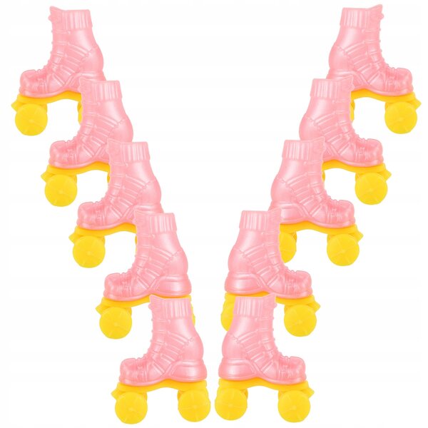 10 Paar rosa Mini-Rollschuhe für Puppen – dekorative Accessoires