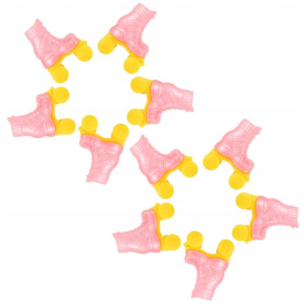 10 Paar rosa Mini-Rollschuhe für Puppen – dekorative Accessoires