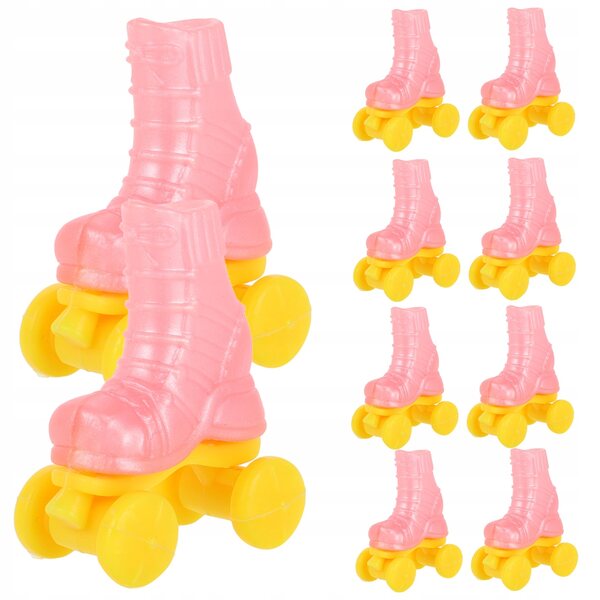 10 Paar rosa Mini-Rollschuhe für Puppen – dekorative Accessoires