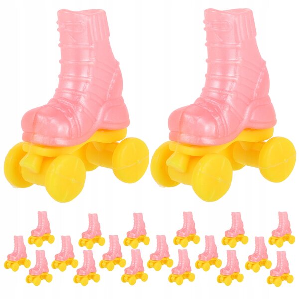 10 Paar rosa Mini-Rollschuhe für Puppen – dekorative Accessoires