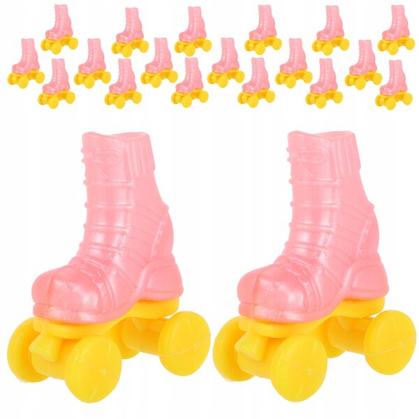 10 Paar rosa Mini-Rollschuhe für Puppen – dekorative Accessoires