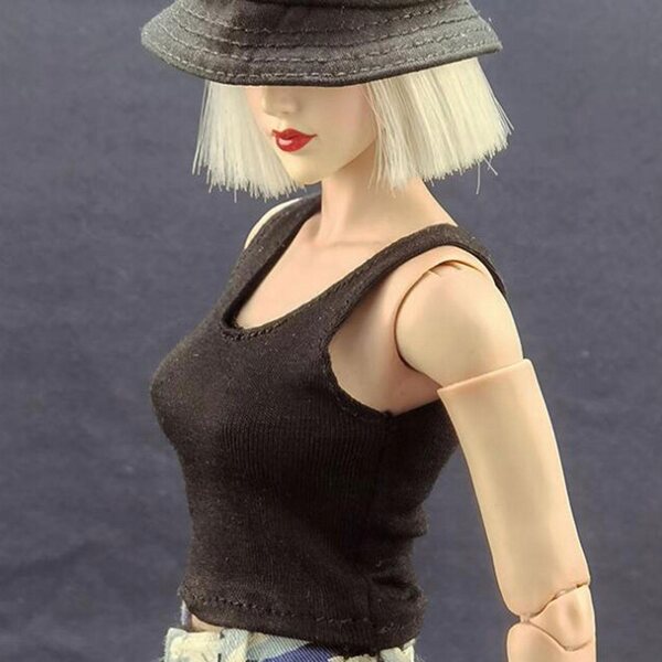 Kamizelka w skali 1/12 Miniaturowy kostium odzieżowy Ręcznie robione ubrania dla lalek na czarno