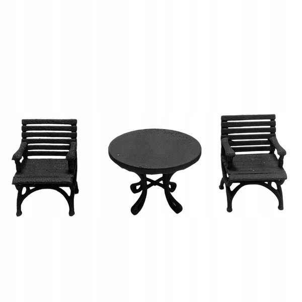 Mini set mobili 1/64 tavolo e sedie in resina nera per ambienti in miniatura