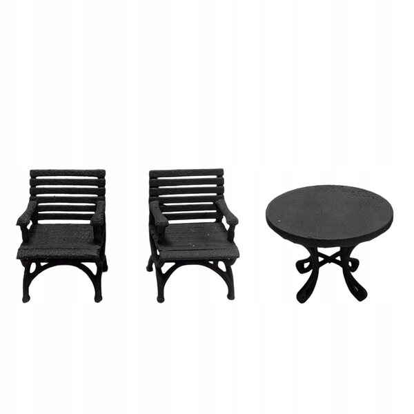 Mini set mobili 1/64 tavolo e sedie in resina nera per ambienti in miniatura