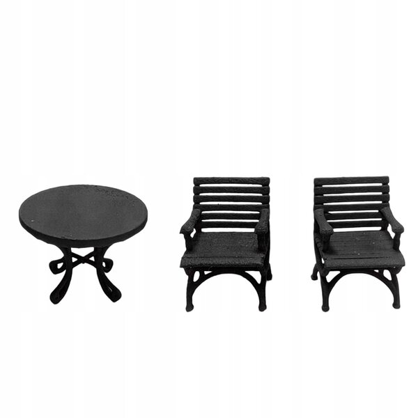 Mini set mobili 1/64 tavolo e sedie in resina nera per ambienti in miniatura