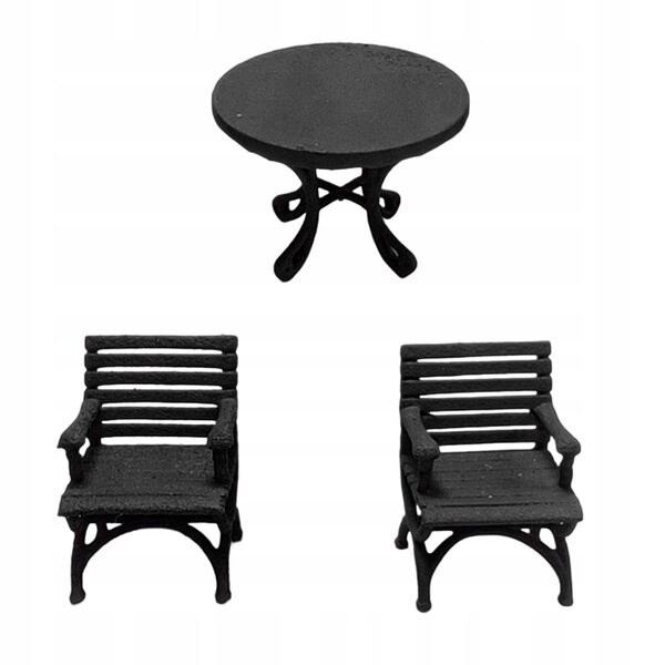 Mini set mobili 1/64 tavolo e sedie in resina nera per ambienti in miniatura