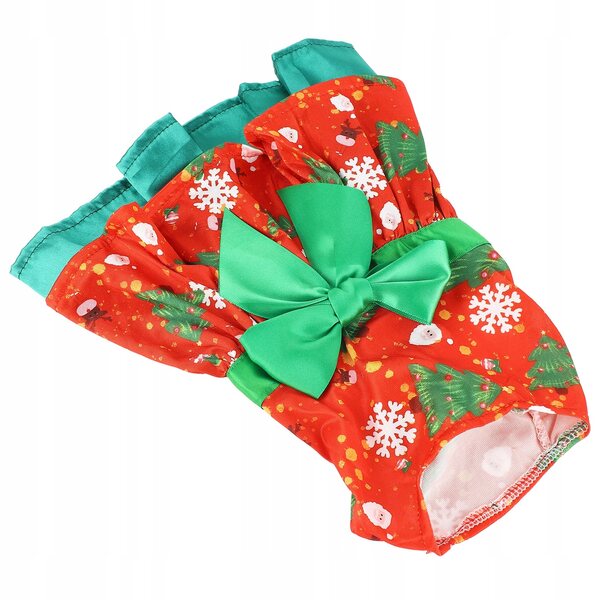 Hundekleid mit Weihnachtsbaum- und Schneeflockenmuster, Polyester