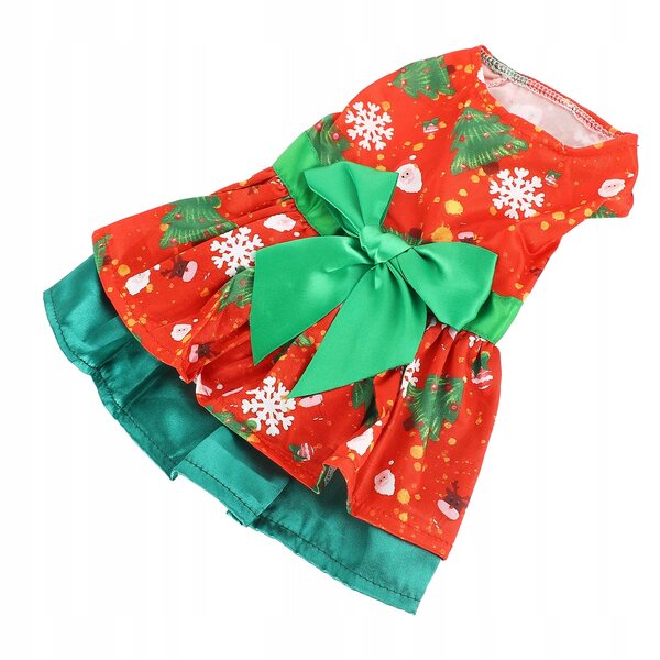 Hundekleid mit Weihnachtsbaum- und Schneeflockenmuster, Polyester