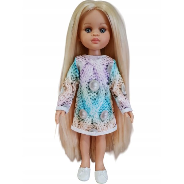 Pastellfarbenes Tuniko-Kleid für Paola Reina 32 cm Puppe aus weichem Stoff