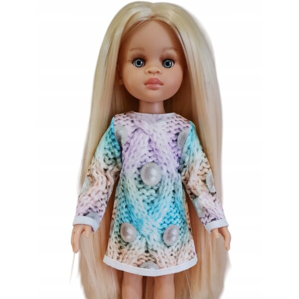 Pastellfarbenes Tuniko-Kleid für Paola Reina 32 cm Puppe aus weichem Stoff