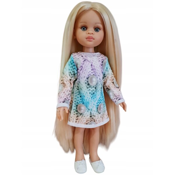 Pastellfarbenes Tuniko-Kleid für Paola Reina 32 cm Puppe aus weichem Stoff