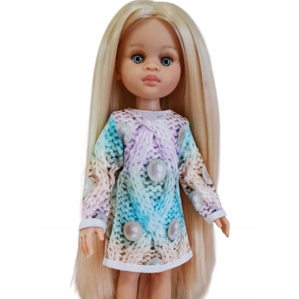 Pastellfarbenes Tuniko-Kleid für Paola Reina 32 cm Puppe aus weichem Stoff