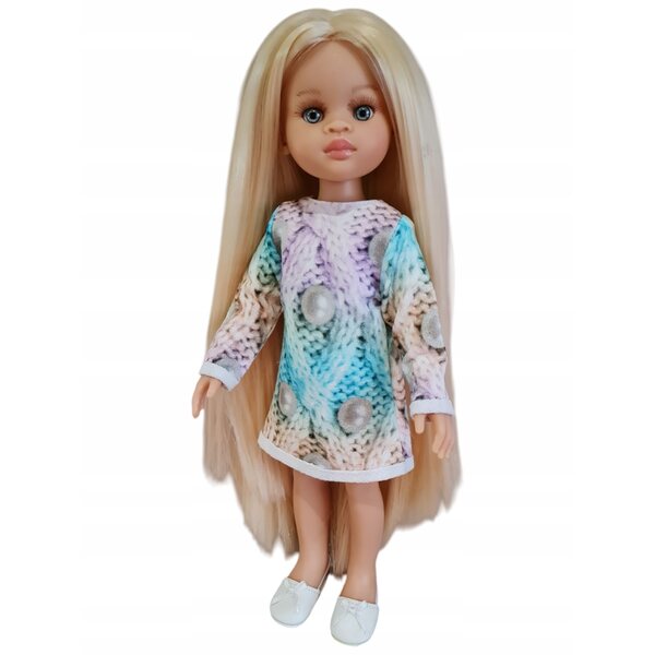 Pastellfarbenes Tuniko-Kleid für Paola Reina 32 cm Puppe aus weichem Stoff