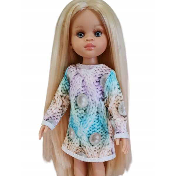 Pastellfarbenes Tuniko-Kleid für Paola Reina 32 cm Puppe aus weichem Stoff