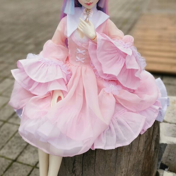 Vintage-Kleid für 1/3 BJD-Puppen – elegantes rosa Abendkleid