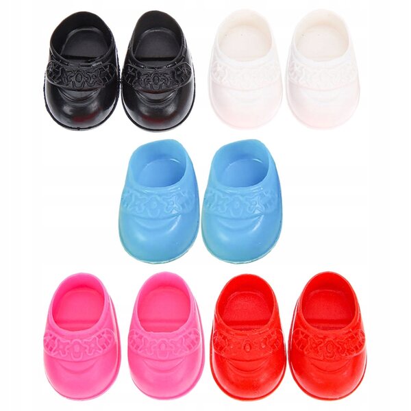 Set 5 Paia Mini Scarpe Bambola Decorazione Casa in Plastica Multicolore