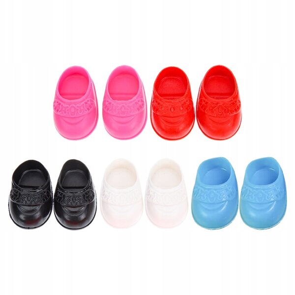 Set 5 Paia Mini Scarpe Bambola Decorazione Casa in Plastica Multicolore