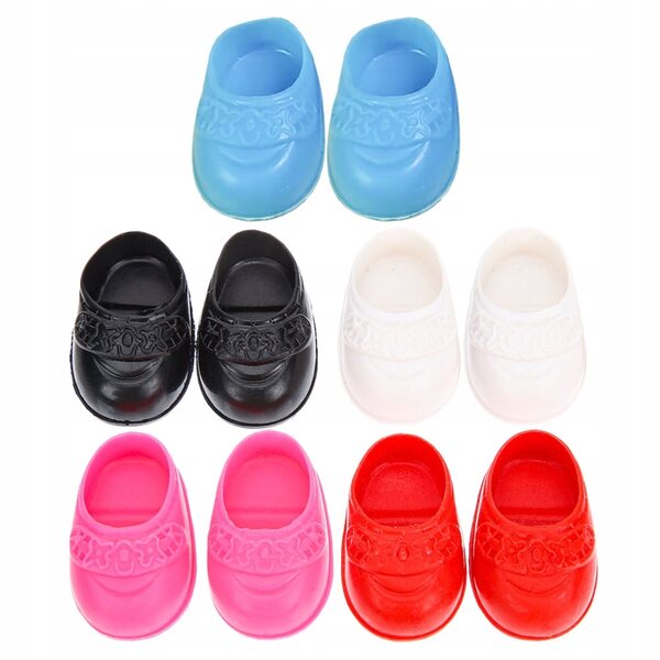 Set 5 Paia Mini Scarpe Bambola Decorazione Casa in Plastica Multicolore