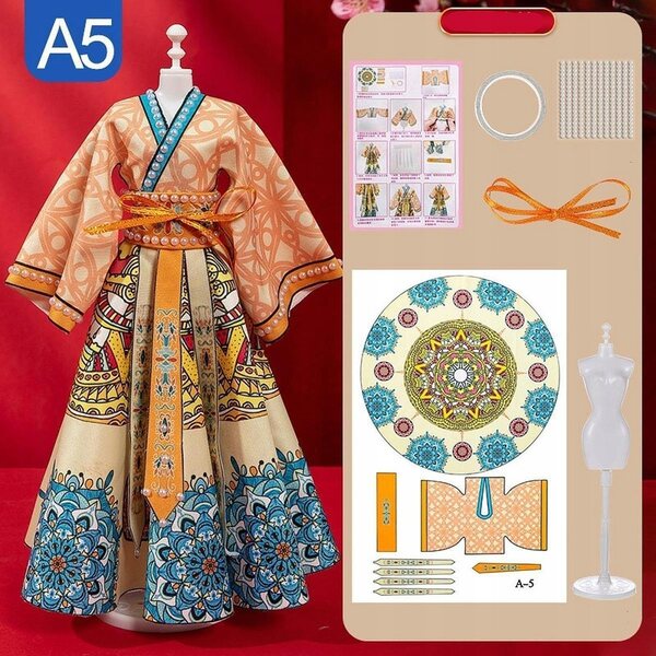 Chinesisches traditionelles Kleid für Prinzessinnenpuppen, DIY-Set für kreatives Spielen