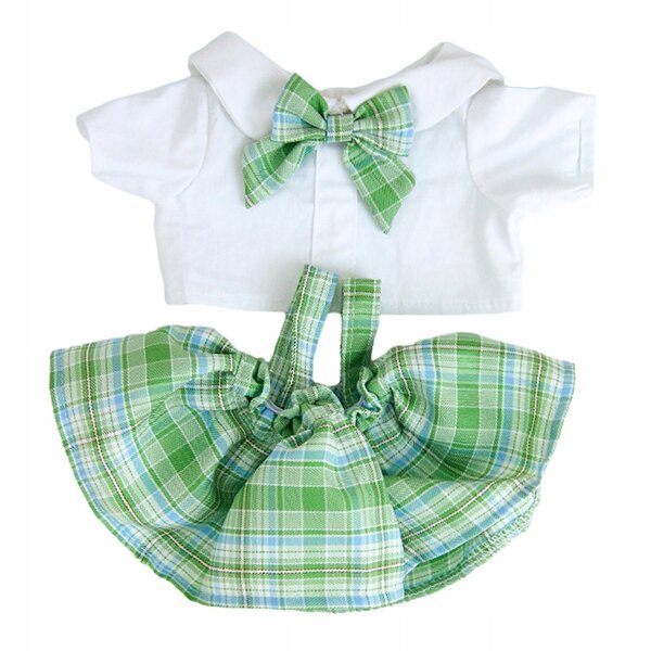 Kleidung für Puppen, 38 cm, grün kariertes T-Shirt und Rock für Kinder