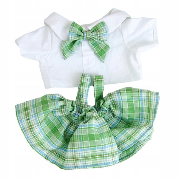 Kleidung für Puppen, 38 cm, grün kariertes T-Shirt und Rock für Kinder