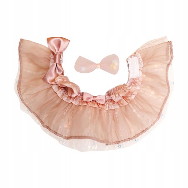 Rosa Kleid für 17-cm-Puppen mit Kopfschmuck: ein Set modischer Kleidung