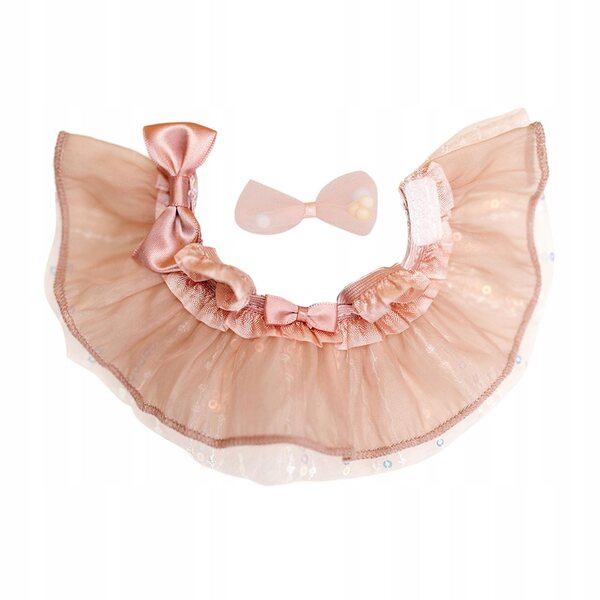 Rosa Kleid für 17-cm-Puppen mit Kopfschmuck: ein Set modischer Kleidung